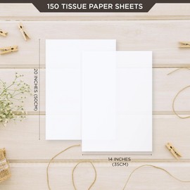 SANZIX 150 Sheets White Tissue Paper for Gift Bags Bulk 14x20 Inch Tissue Paper for Packaging use for Crafts, Decoration & Bouquet | White Tissue Paper Bulk Perfect for Wedding, Birthday & Graduation