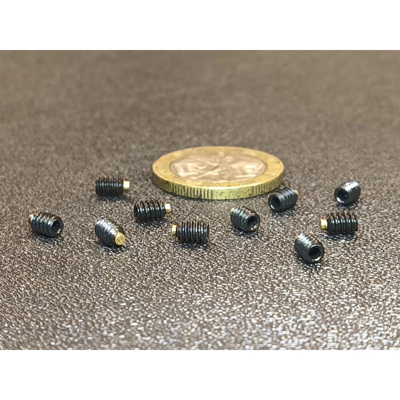 Kmac Alloy Steel Set Screws, Brass Tip, 6-32 x 3/16"