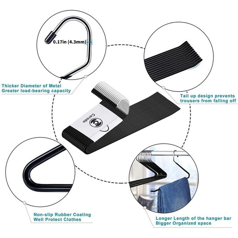 Corodo Metal Pants Hangers Non Slip - 40 Pack Open