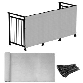 Windscreen4less 3'x50' Deck Balcony Privacy Screen for Deck Pool Fence Railings Apartment Balcony Privacy Screen for Patio Yard Porch Chain Link Fence Condo with Zip Ties Grey