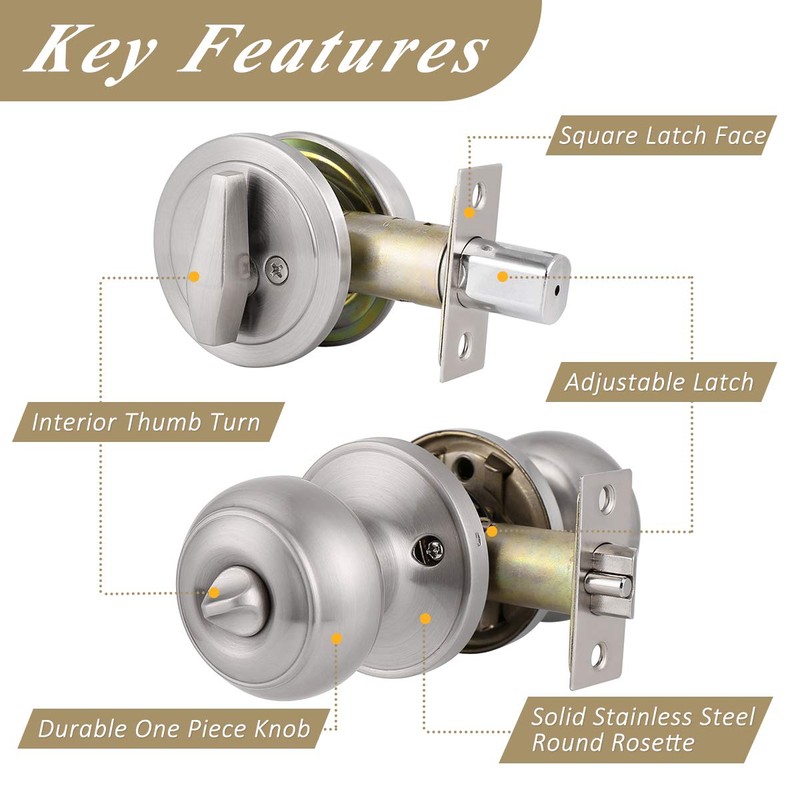 Probrico Entry Door Knob Lock Set and Single Cylinder Deadbolt