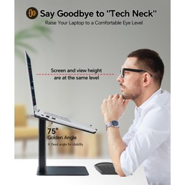 supamir Adjustable Laptop Stand for Desk, DJ Laptop Riser, Standing Desk Converter, Support Working on Computer Sitting/Standing, Compatible with MacBook, Dell, HP and All 13"-16.5" Notebooks, Black