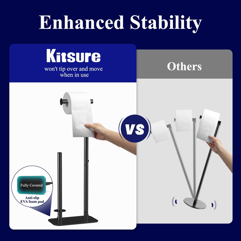 Kitsure Toilet Paper Holder Free Standing - Large Capacity Toilet