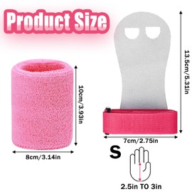 JOOTUEPO 4 Pcs Kids Gymnastics Bar Grips Wristbands Sets with Pink Sweatbands Wrist Support Sports Accessories for Girls Youth Kids Workout and Exercise