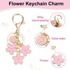 [PATIKIL] Pink Flower Keychain Decoration Cute Enamel Key Chain Initial