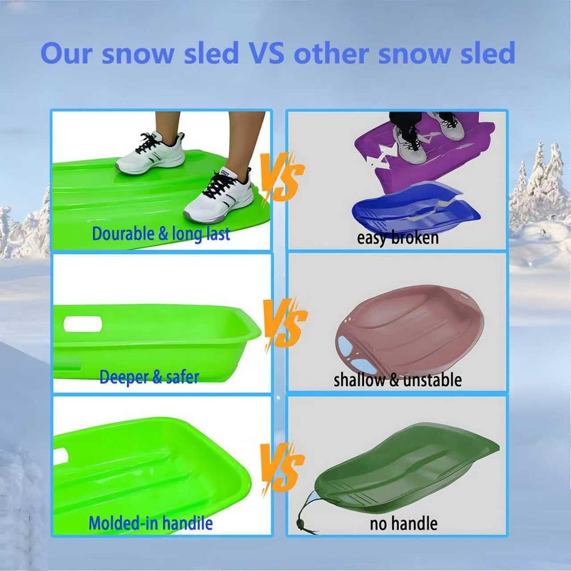 Sufcnire 3 Piece Plastic Sled Board, Winter Snow Sled with