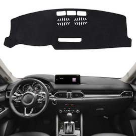 Hugeek Dashboard Cover Mat for Mazda 2017-2025 2026 CX-5 CX5 Accessories (Without HUD) Black Flannel Material Anti-Slip Dash Cover Mat Sunshade Glare UV Rays Protector