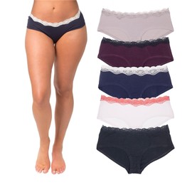 Emprella Cotton Underwear Set for Women, 5 pcs Pack Seamless Women's Underwear, Cheeky Hipster Panties, Solid Bliss, X-Large