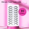 Veleasha Cat Eye Lashes Wispy False Eyelashes with Clear Band