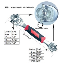 New Hope Store 2-Piece Universal Socket Wrench Set, 48-in-1 & 8-in-1 Multifunction Tools with 360° Rotating Head, Adjustable Spanners for Home Car Bicycle Repair, 8-19 mm，8-22mm