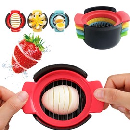 Leeneen 4 Way to Cut Egg Slicer Strawberry Slicer Egg Cutter Multifunctional Mold Cutter Suitable for slicing various fruits such as artifact boiled eggs, strawberries, kiwi fruits and more