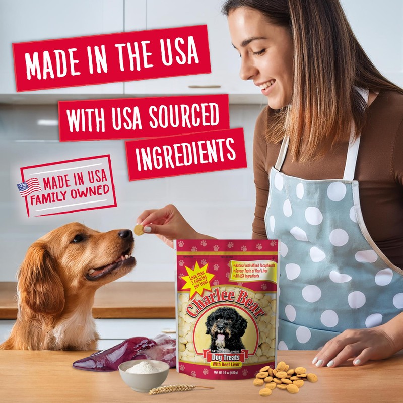 Charlee Bear Original Crunch Dog Training Treats, Beef Liver Flavor,