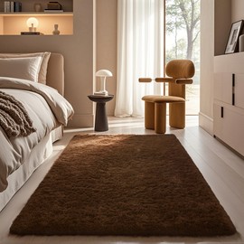 Ophanie Brown Rugs for Bedroom Living Room, Fluffy Fuzzy Furry Carpet, Plush Soft Shaggy Bedside Indoor Floor 4x6 Area Rug for Kids Girls Boys Baby Teen Dorm Nursery Home Decor Aesthetic