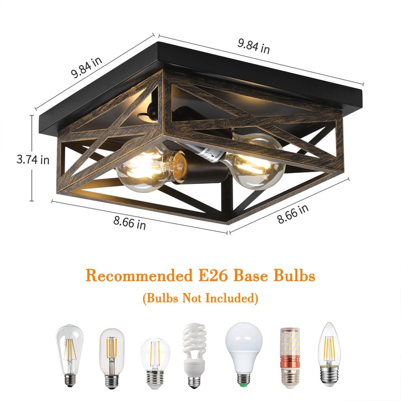 DIKAIDA 2Pack Rustic Flush Mount Ceiling Light Fixture, Modern Farmhouse