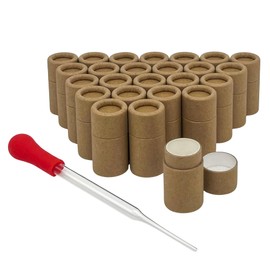 GreenWay - Tubos de bálsamo labial de cartón kraft de 0.2 oz / 6 g con cuentagotas – Paquete de 25 tubos de brillo labial recargables – Contenedores de bálsamo labial de estilo corto, tubos vacíos
