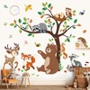 decalmile Wall Sticker Forest Animals Tree Wall Sticker Bear Deer