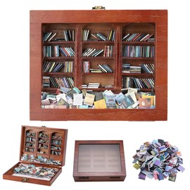 ZVCAQ Anxiety Bookshelf | Get rid of Your Anxiety, get rid of Your Anxiety, Miniature Book Matchbox Display Cabinet, Creative Ornaments, Stress-Relieving Gifts for Family and Friends