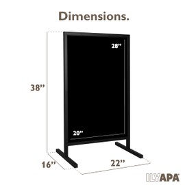 Ilyapa Metal Double Sided Swinging Chalkboard Sign - 22x37 inch Magnetic Sidewalk Sign - A Frame Chalkboard Alternative Menu Board for Restaurant, Modern Vintage Freestanding Sandwich Boards