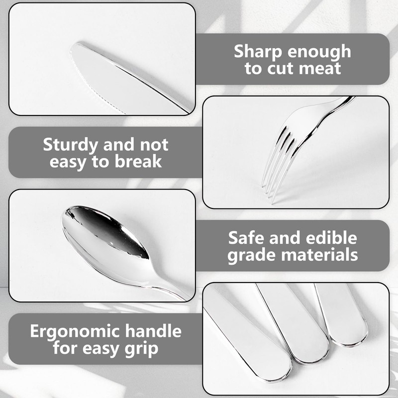 Joyido 150 PCS Silver Plastic Silverware - Silver Plastic Flatware