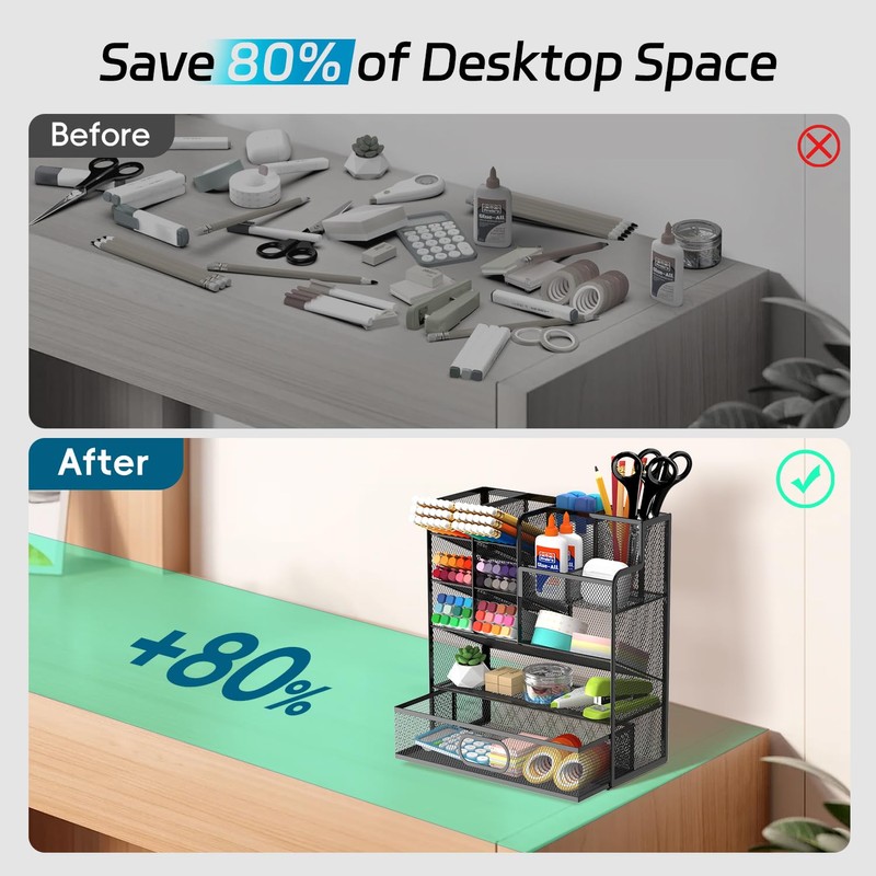 ReePlan Pen Organizer for Desk - Multi-Functional Pencil Holder with