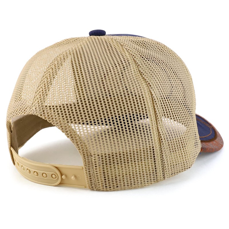 Trendy Apparel Shop Rodeo Leather Patch Trucker Snapback Ball Cap,