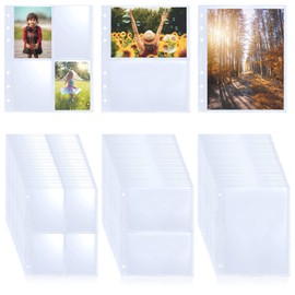 90 Pcs Photo Pockets for 6 Ring Binder Albums, A5 Size Cash Envelopes Budget Binder Pockets, 6 Holes Budget Bag, Plastic Notebooks Binder Pouch Folders for Photocard Photos Cards