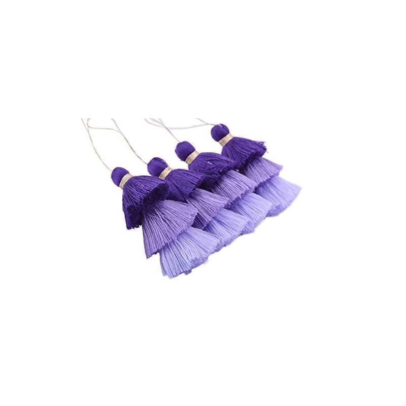 Konmay Bulk 20pcs Tri-Layered Tassels with Hanging Loop for Jewelry
