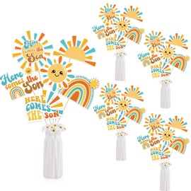 Here Comes The Son Centerpiece Sticks Here Comes The Son Baby Shower Decorations 24Pcs Sun Table Toppers Sunshine Baby Shower Supplies Boho Sun Rainbow Party Table Decoration