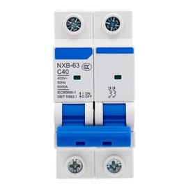 Baomain Low-Voltage Mini Circuit Breaker NXB-63(DZ47-63) C40 40A 2 Pole 400V DIN Rail Mount White