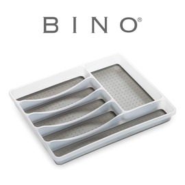 BINO 5-Slot Silverware Organizer - Frosted, Small - Utensil Drawer Organizer with Soft Grip Lining