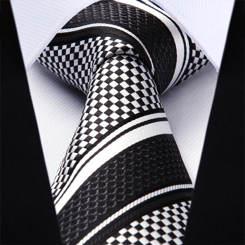 HISDERN Striped Wedding Tie Handkerchief Men's Necktie & Pocket Square