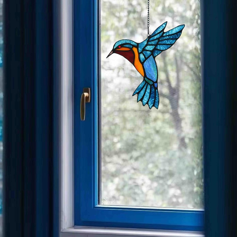 Alivagar Stained Glass Bird Window Hangings SunCatcher, 9" x 7
