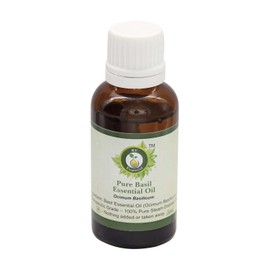 R V Essential Pure Basil Essential Oil 50 ml (1.69 ounces) - Ocimum Basil (100% Pure and Natural Steam Distilled) Pure Basil Essential Oil