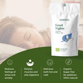 Herbal Tea Organic Good Night 100g (+50 Cups) | SLEEP TEA Fennel, Lemon Balm, Orange, Anis REPLANTEA