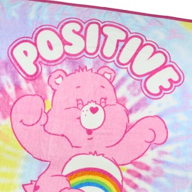 JUST FUNKY Care Bears Blanket Positive Vibes Cheer Bear Tie Dye Fleece Throw 45"X60"