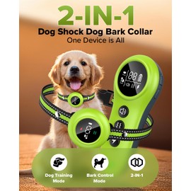 XDX 2-in-1 Dog Shock Collar & Bark Collar – 3300FT Dog Training Collar with Remote, Automatic Anti-Barking, 5 Adjustable Sensitivity Levels, IP67 Waterproof E-Collar for Small Medium Large Dogs
