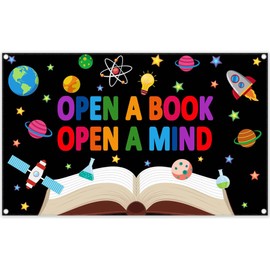 Luminora 72x43inch Fabric Reading Backdrop World Book Day Classroom Photography Background Elementary Library Bulletin Board Decorations Kids Photo Banner Props