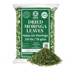 Moringa Leaves-2.6oz, Dried From Fresh Green Moringa Oleifera Leaves, Hojas De MoringaSecas, Loose Leaf Tea, Drumstick Tree Leaf, Non-GMO. by Akshit