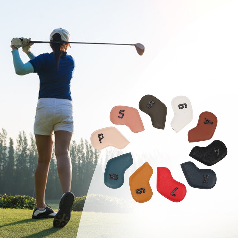 10PCS Golf Iron Head Cover Waterproof PU Numerical Golf Iron