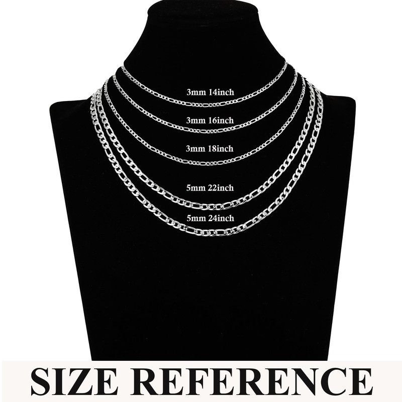Esrael 925 Sterling Silver Chain for Women Girls 5mm Figaro