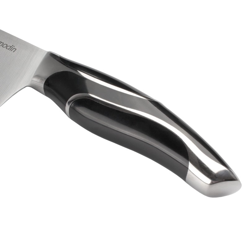 BambooMN Japanese Style Nakiri - Smooth Blade Black Handle -