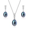 BAMIKI Black Pearl Necklace and Earrings Set – Saltwater Cultured