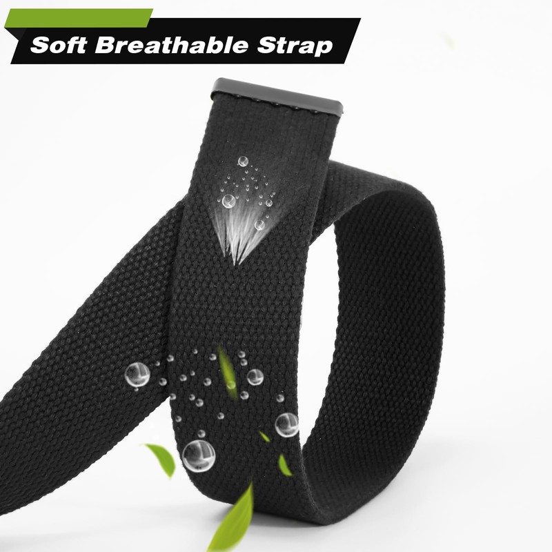WHIPPY Canvas Web Belt Flip-Top Solid Black Military Buckle Fully