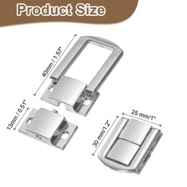 sourcing map 6pcs Toggle Catch Lock, 1.2" x 1" Hasp Lock Latch Mini Hasp Clasp with Mounting Screws for Jewelry Box Gift Box Wooden Cabinet, Silver
