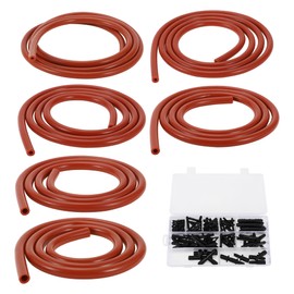 TUCKBOLD Silicone Vacuum Tubing Hose 130PSI Max Pressure Automotive Vacuum Line Red with Vacuum Connector 1 Set 5Ft 3/4/5/6/8/10mm ID 2.5mm Thickness
