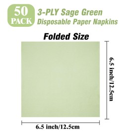 50 Pieces Sage Green Napkins Disposable Sage Green Party Napkins 13 x 13 Inches,Paper Cocktail Napkins Birthday Supplies Decorations for Baby Shower Birthday Party