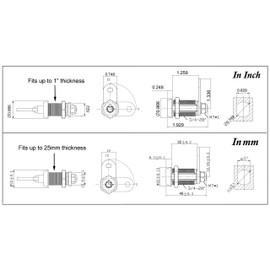 Admiral Locks 1-1/4” Tubular Cam Lock, Keyed Alike Removable Key RV Compartment Storage Lock Cabinet Locks (1-1/4 Inch 90°, Chrome Pack of 1)