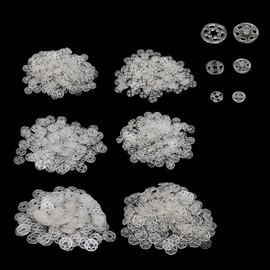 Semetall 300 Sets Plastic Snap Fasteners Buttons Kit,Sew-on Snap Buttons Invisible Snap Fasteners Buttons,Round Press Button for Sewing Clothing DIY Craft, 7 mm 10 mm 15 mm-Clear