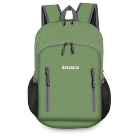 Bekahizar 20-Litre Foldable Backpack Ultra Lightweight Hiking Daypack Small Travel Backpack Bag for Men Women Children Outdoor Sports Camping Travel Jogging Cycling Climbing, green