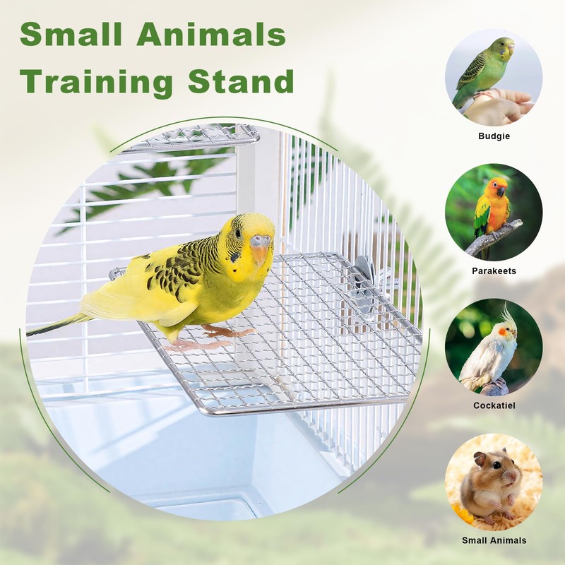 FUATY Stainless Steel Bird Perch for Cage, Open-Grid Easy Clean